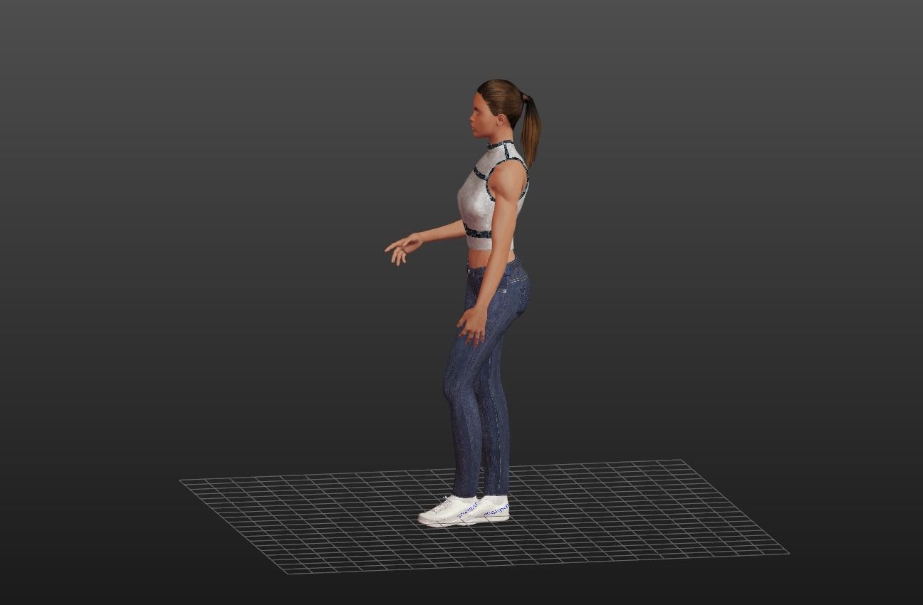 Athlete Girl in Jeans Low-poly 3D model_5