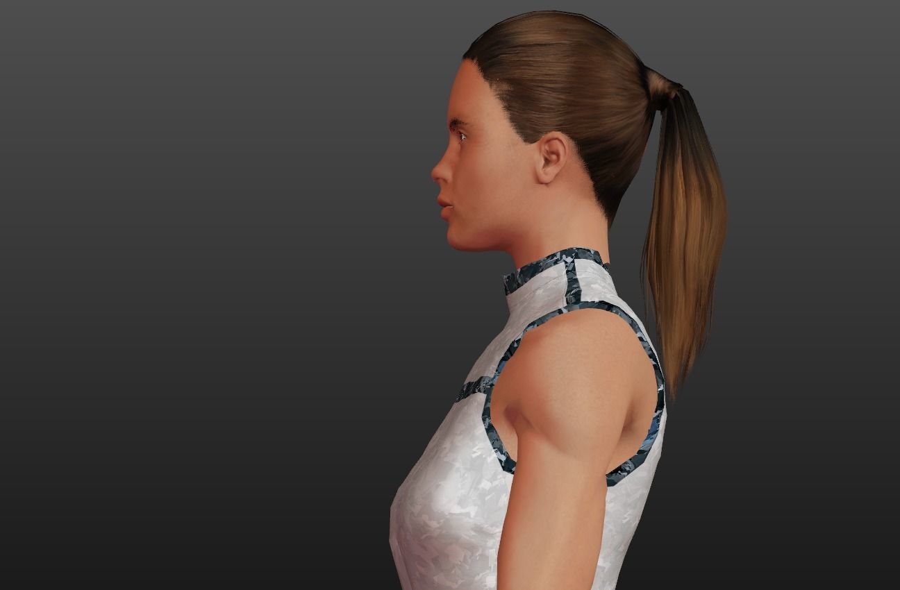 Athlete Girl in Jeans Low-poly 3D model_1