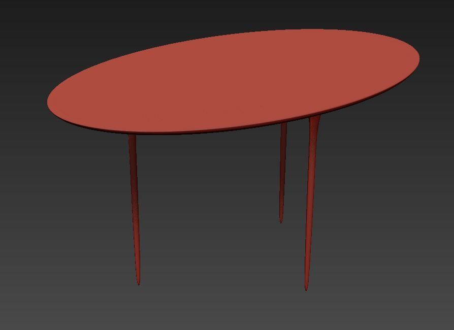 simple modern fluid liquid desk table 3 legs  Free 3D model_4