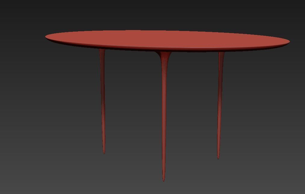 simple modern fluid liquid desk table 3 legs  Free 3D model_3