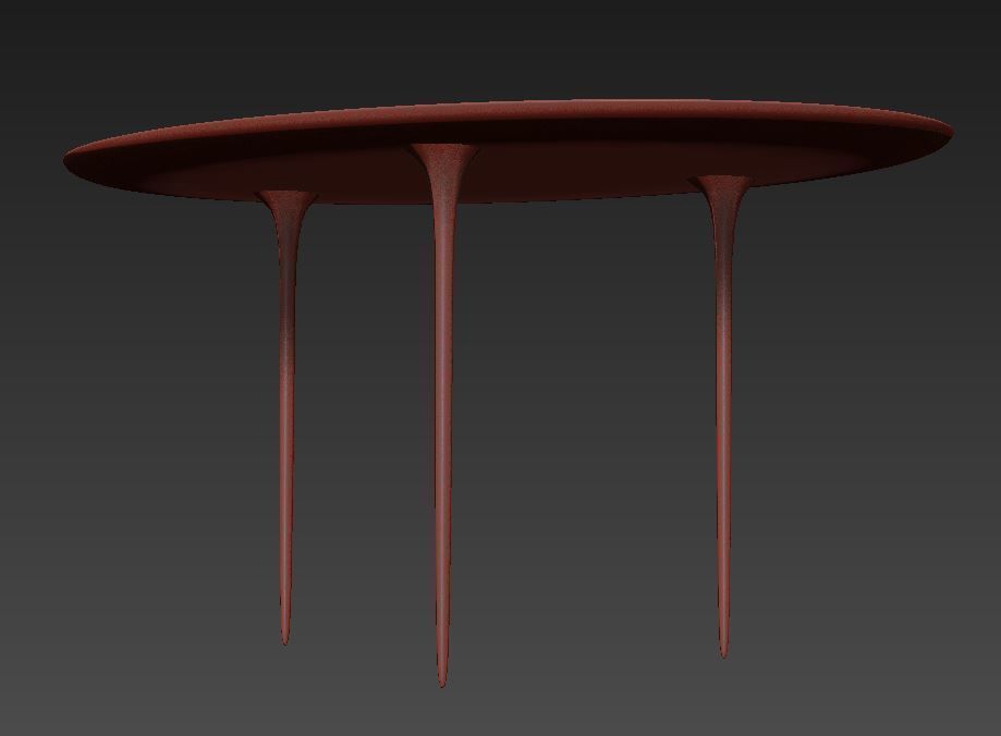 simple modern fluid liquid desk table 3 legs  Free 3D model_2