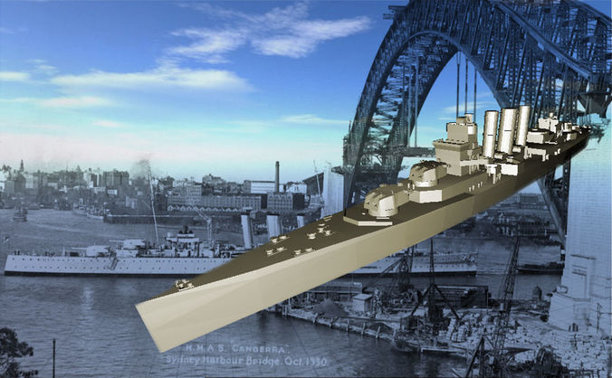 waterline WW2 HMAS Canberra 3D print model