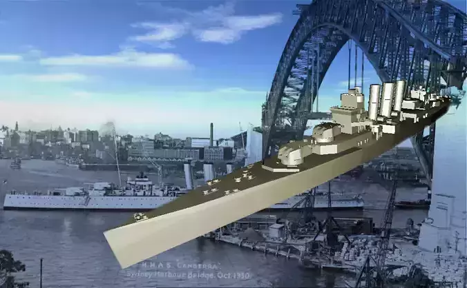 waterline WW2 HMAS Canberra 3D print model