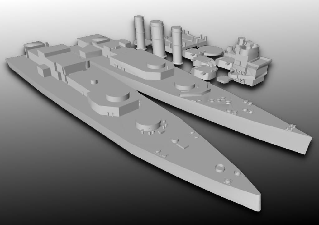 waterline WW2 HMAS Canberra 3D print model_3