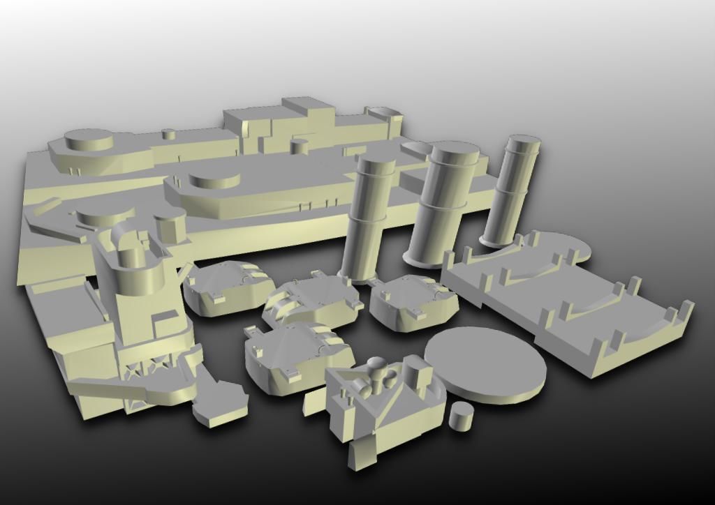 waterline WW2 HMAS Canberra 3D print model_2