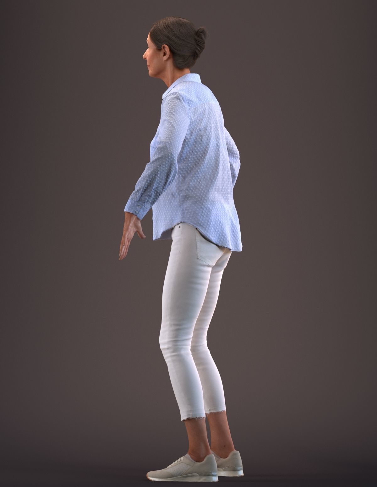Rigged senior lady in casual clothing Low-poly 3D model_8