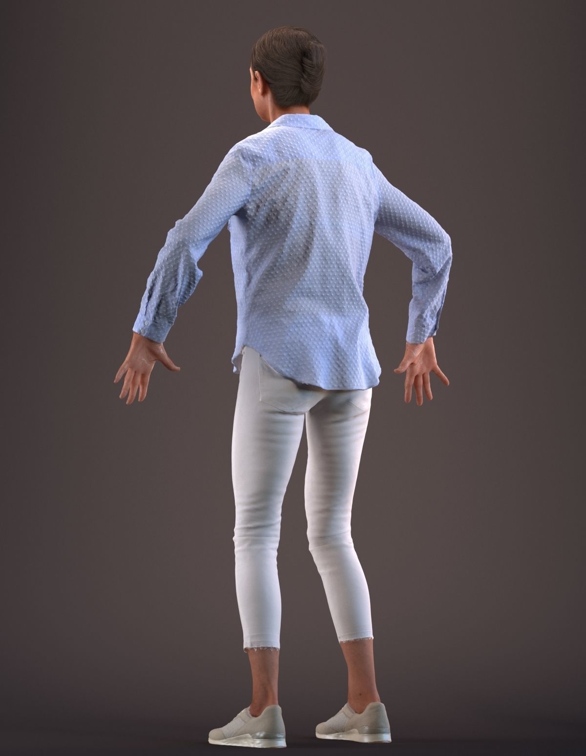 Rigged senior lady in casual clothing Low-poly 3D model_9