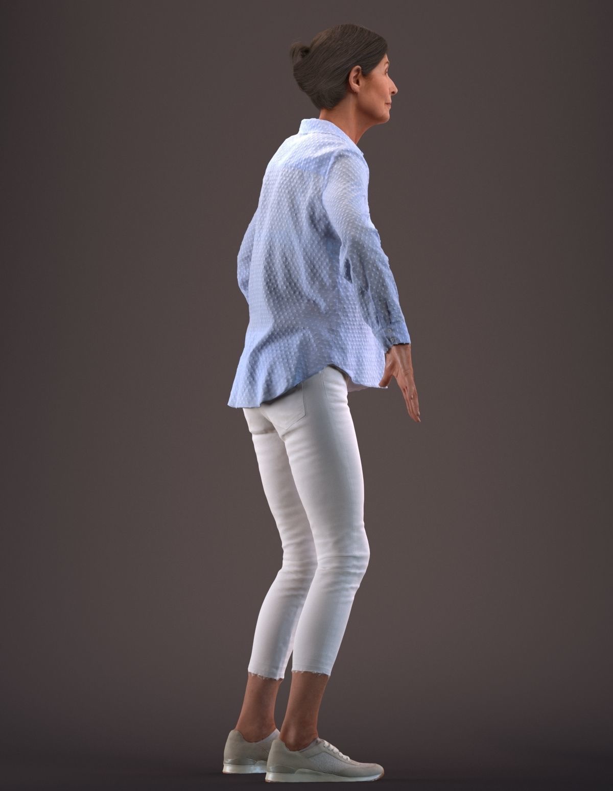 Rigged senior lady in casual clothing Low-poly 3D model_5