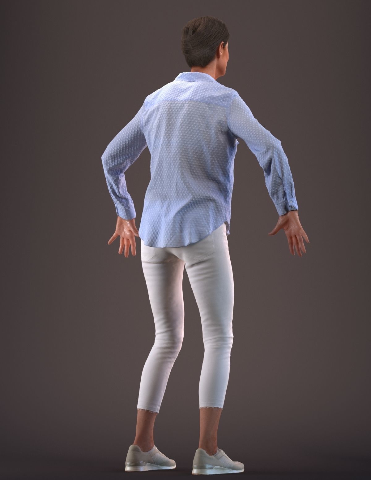 Rigged senior lady in casual clothing Low-poly 3D model_4