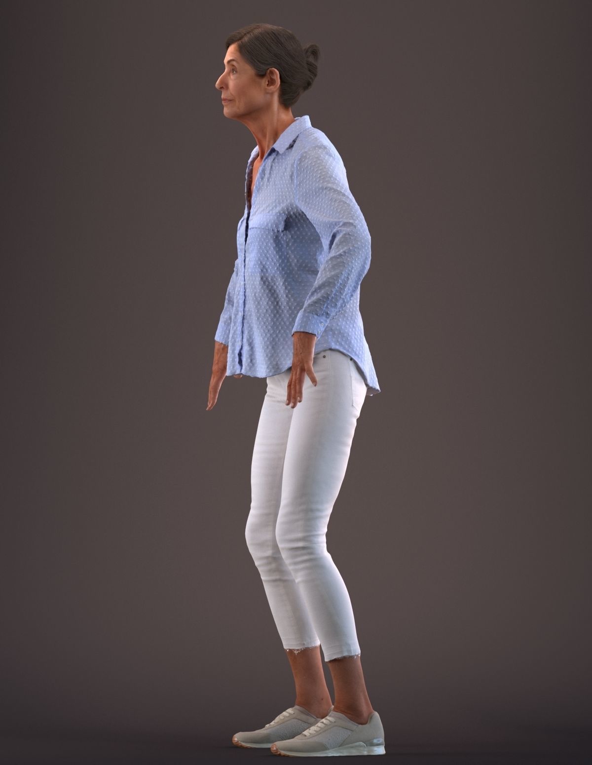 Rigged senior lady in casual clothing Low-poly 3D model_10