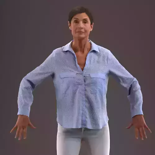 Rigged senior lady in casual clothing Low-poly 3D model
