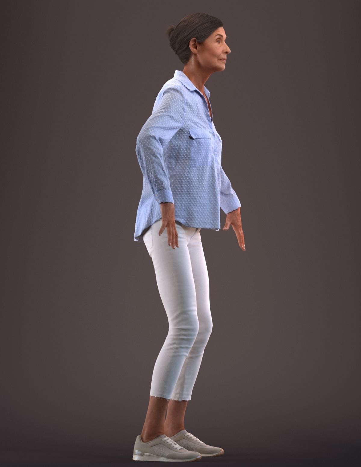 Rigged senior lady in casual clothing Low-poly 3D model_3
