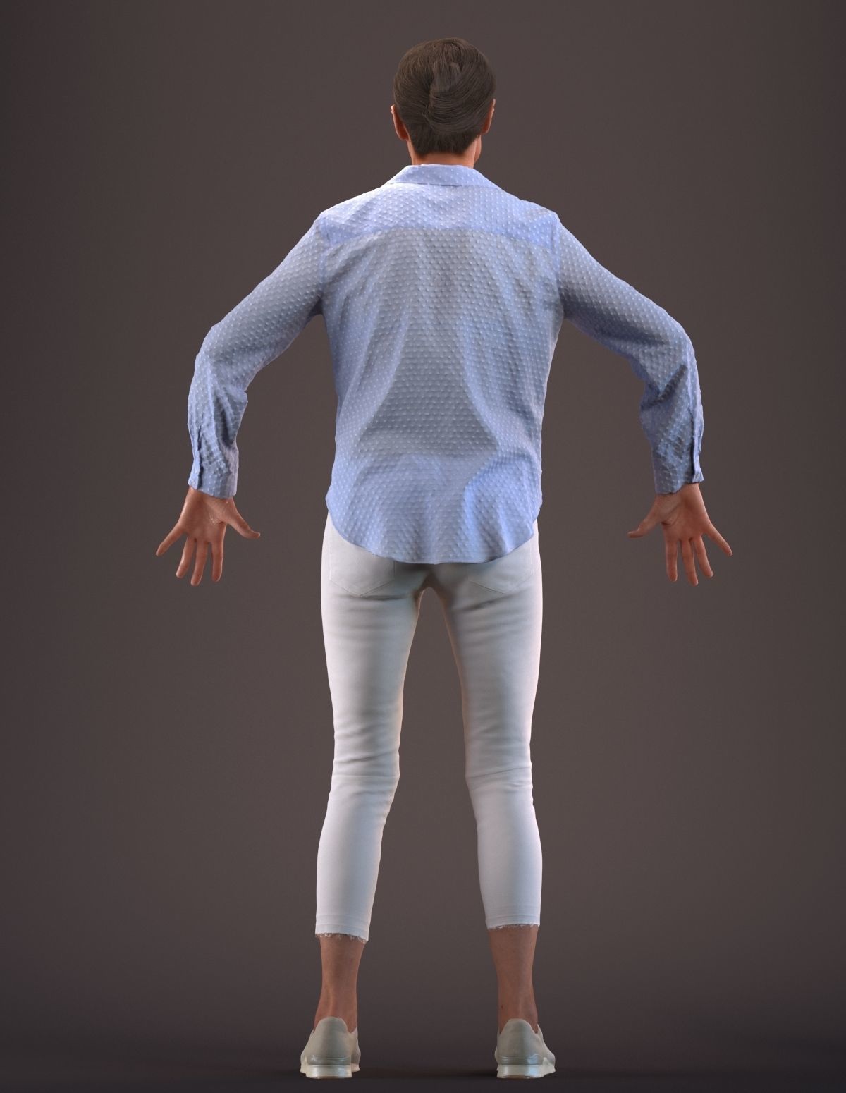 Rigged senior lady in casual clothing Low-poly 3D model_7