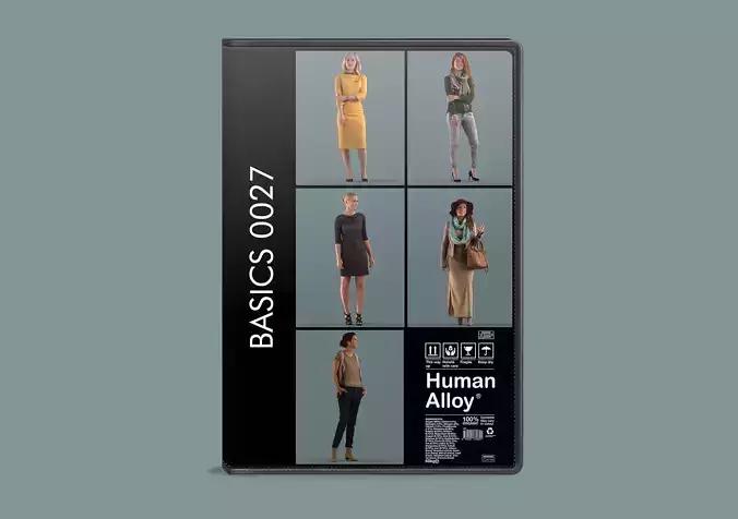 Set of standing lowpoly 3D women