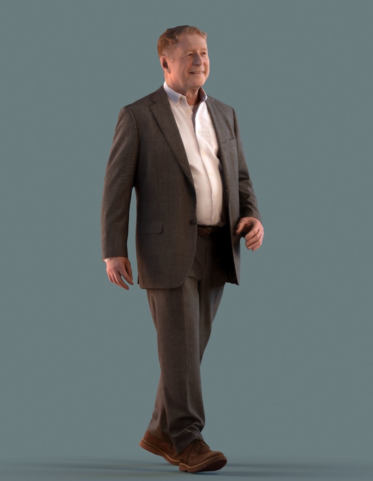 Set of standing or walking 3D men  Low-poly 3D model_5