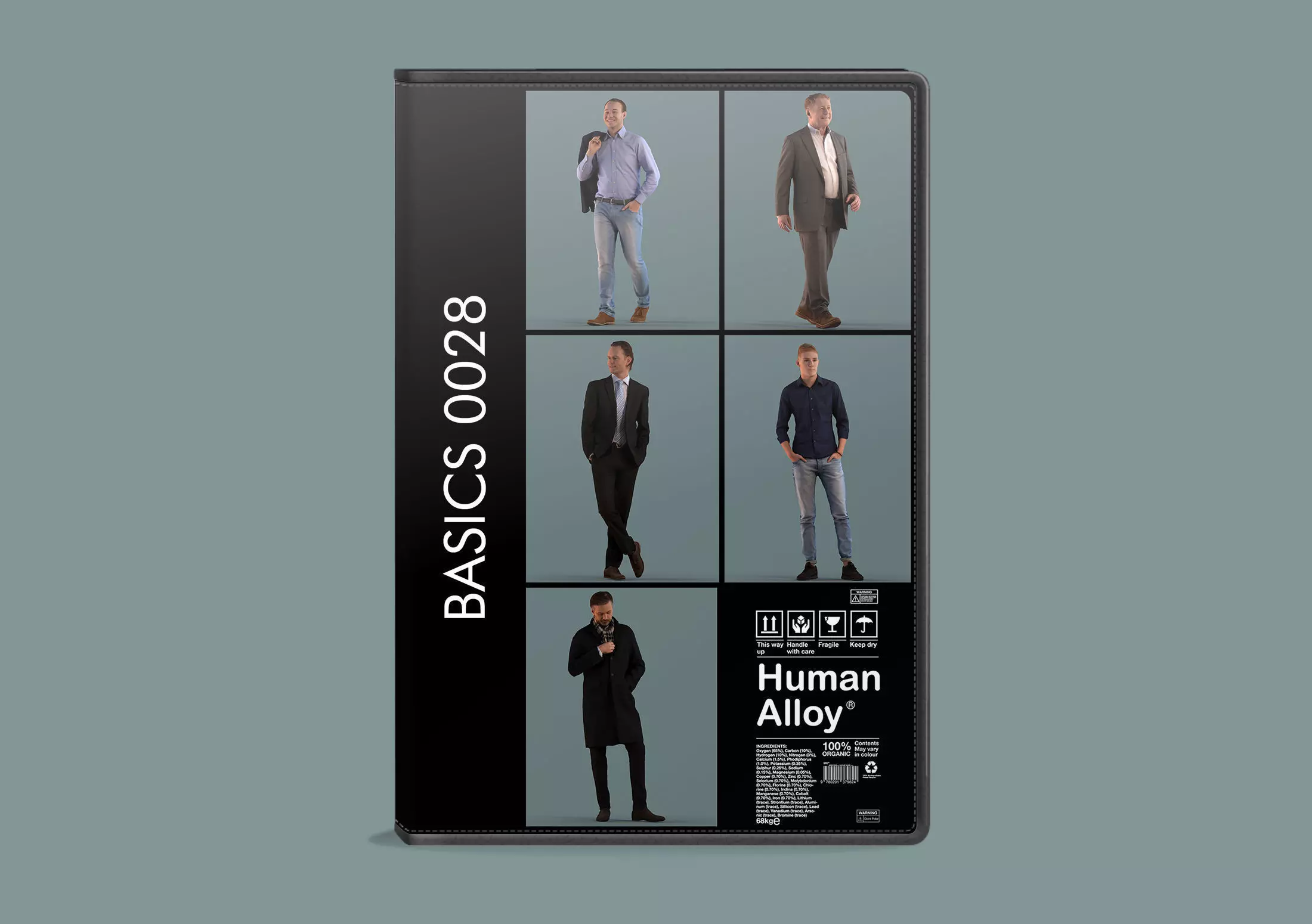 Set of standing or walking 3D men  Low-poly 3D model_0