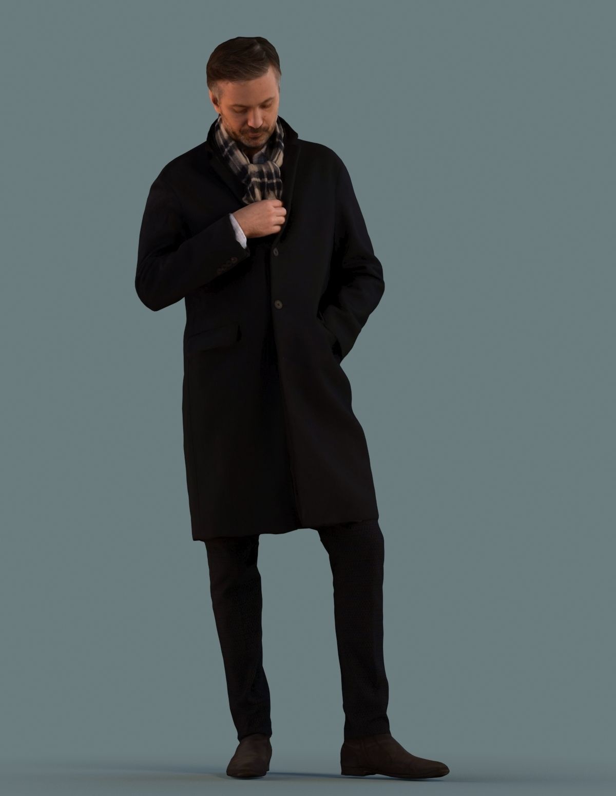 Set of standing or walking 3D men  Low-poly 3D model_4