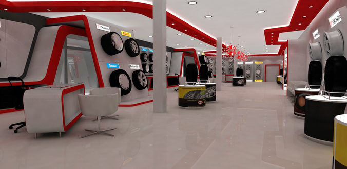 automotive tyre showroom concept 3D model