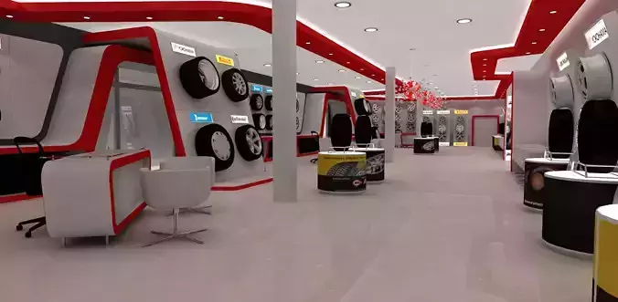 automotive tyre showroom concept 3D model