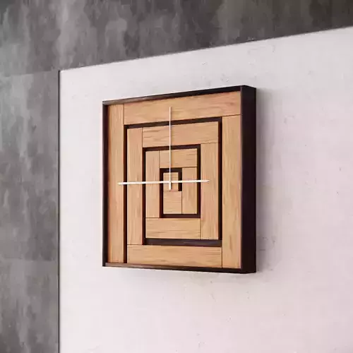 Wall Wood Clock Low-poly 3D model