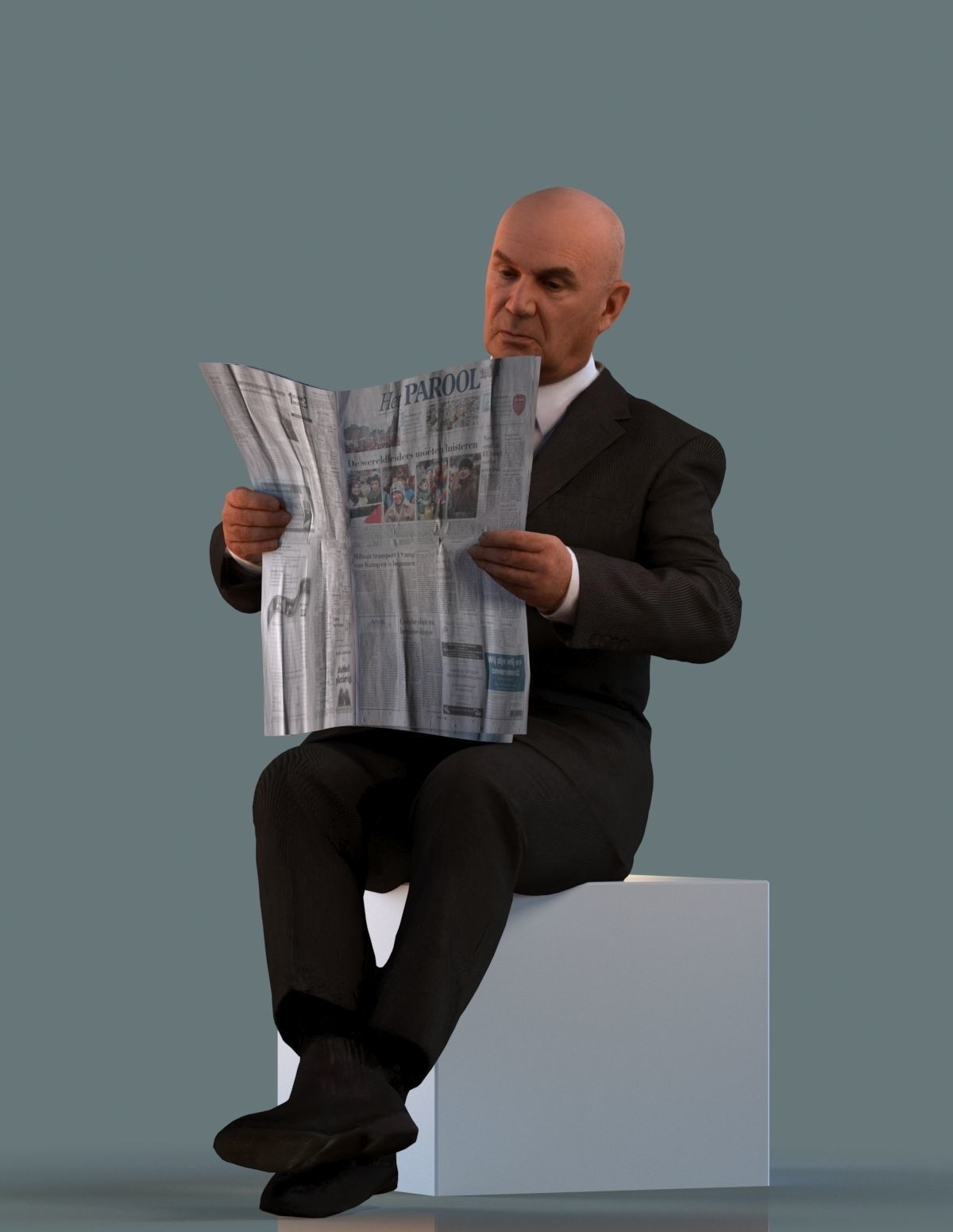 Set of low poly sitting 3D men Low-poly 3D model_5