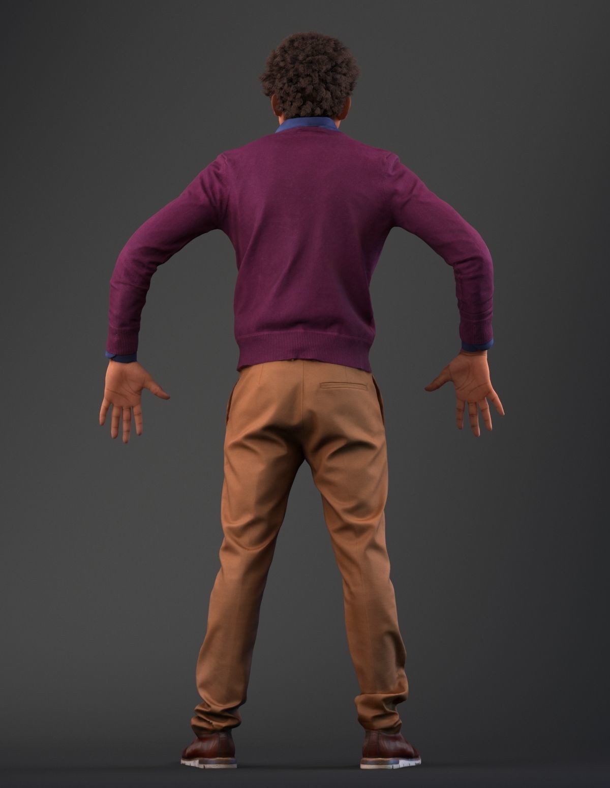 Rigged south American 3d man in casual clothing Low-poly 3D model_7