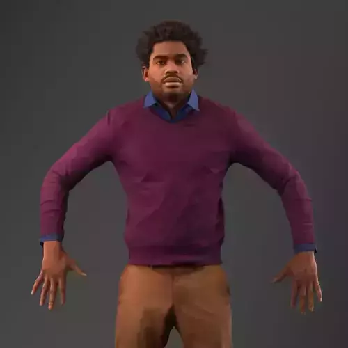 Rigged south American 3d man in casual clothing Low-poly 3D model