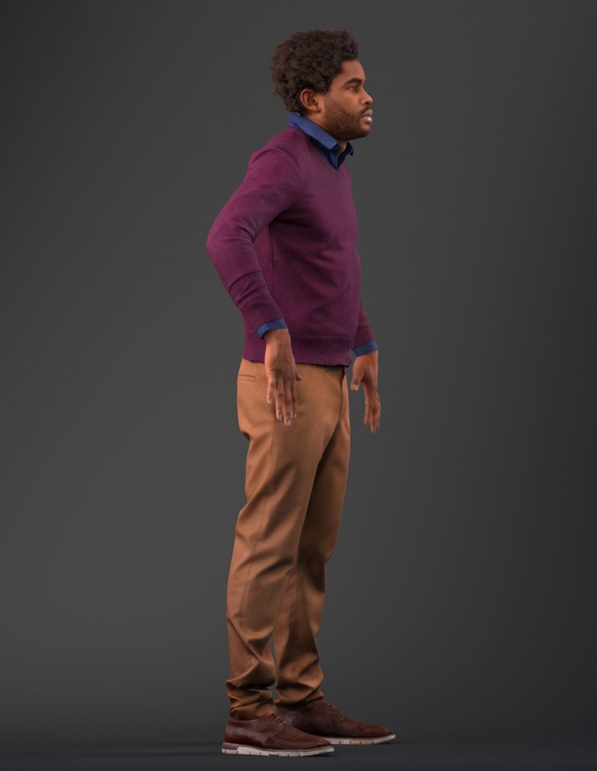Rigged south American 3d man in casual clothing Low-poly 3D model_4