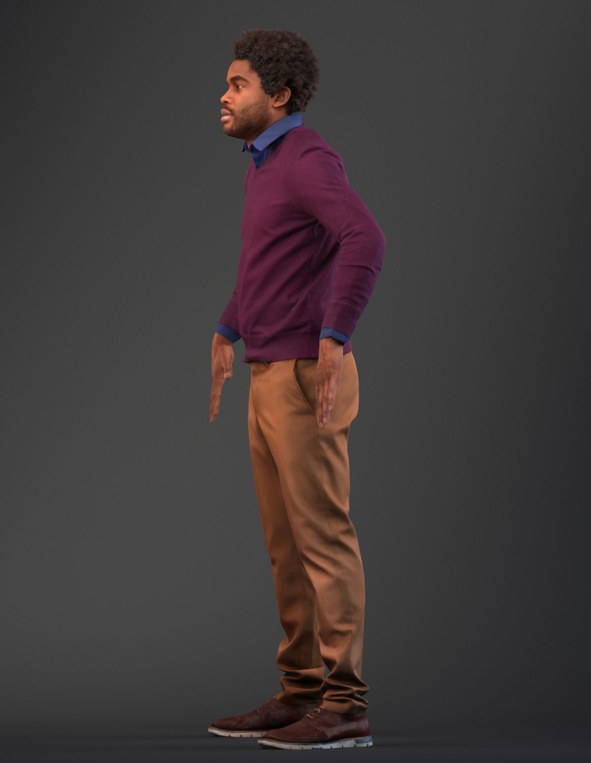 Rigged south American 3d man in casual clothing Low-poly 3D model_8