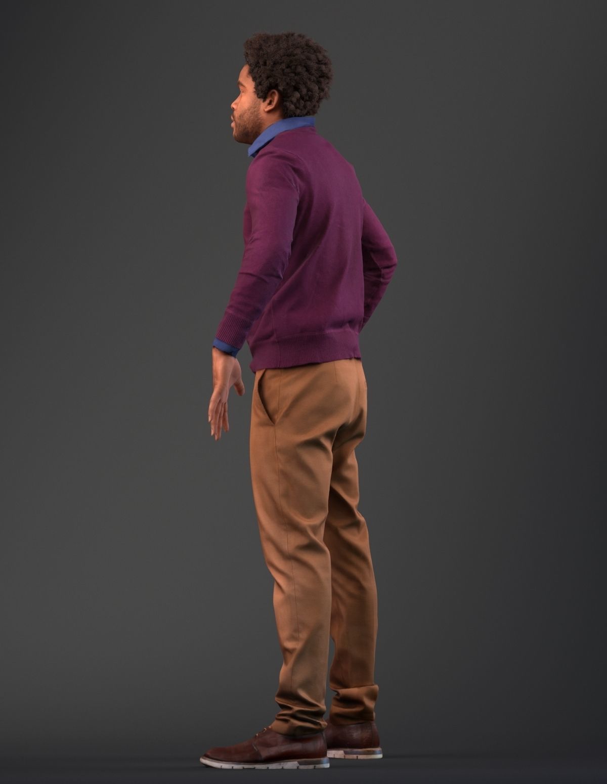 Rigged south American 3d man in casual clothing Low-poly 3D model_10