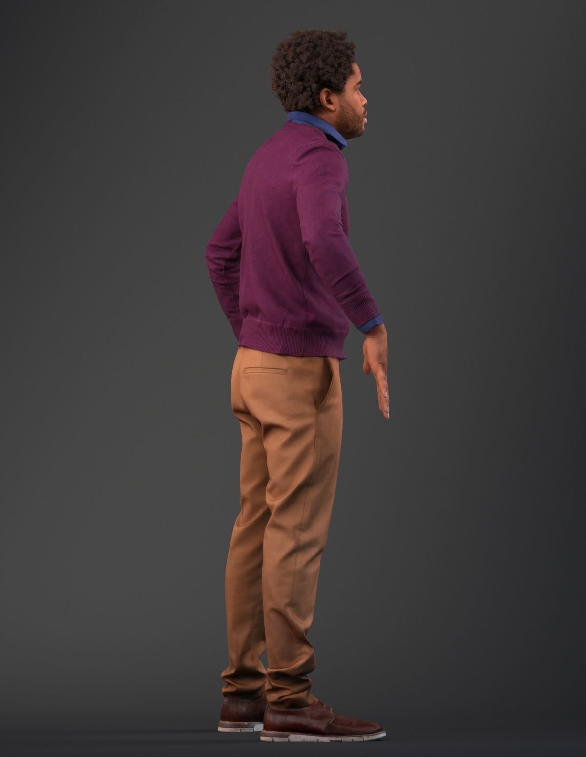 Rigged south American 3d man in casual clothing Low-poly 3D model_3