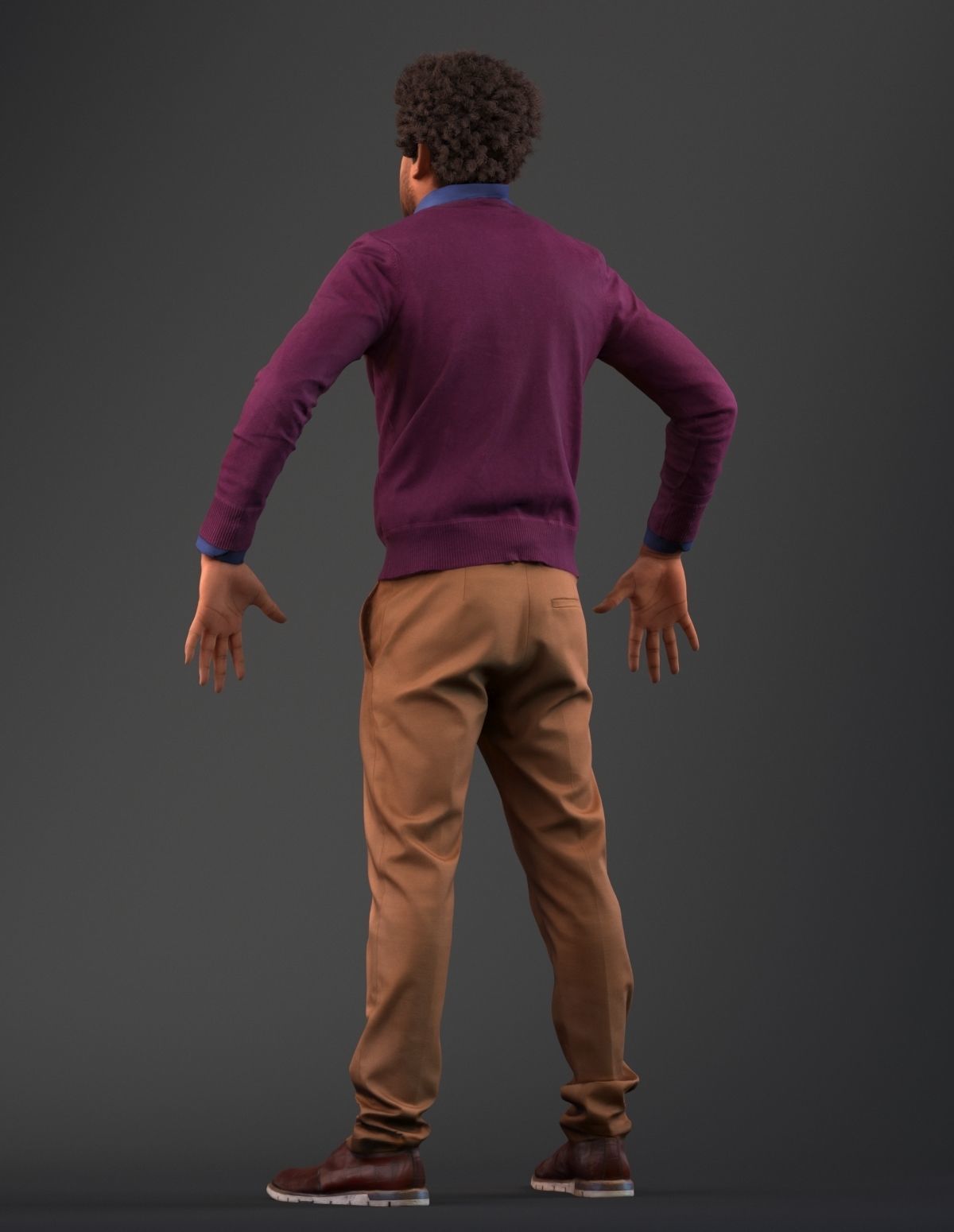 Rigged south American 3d man in casual clothing Low-poly 3D model_12