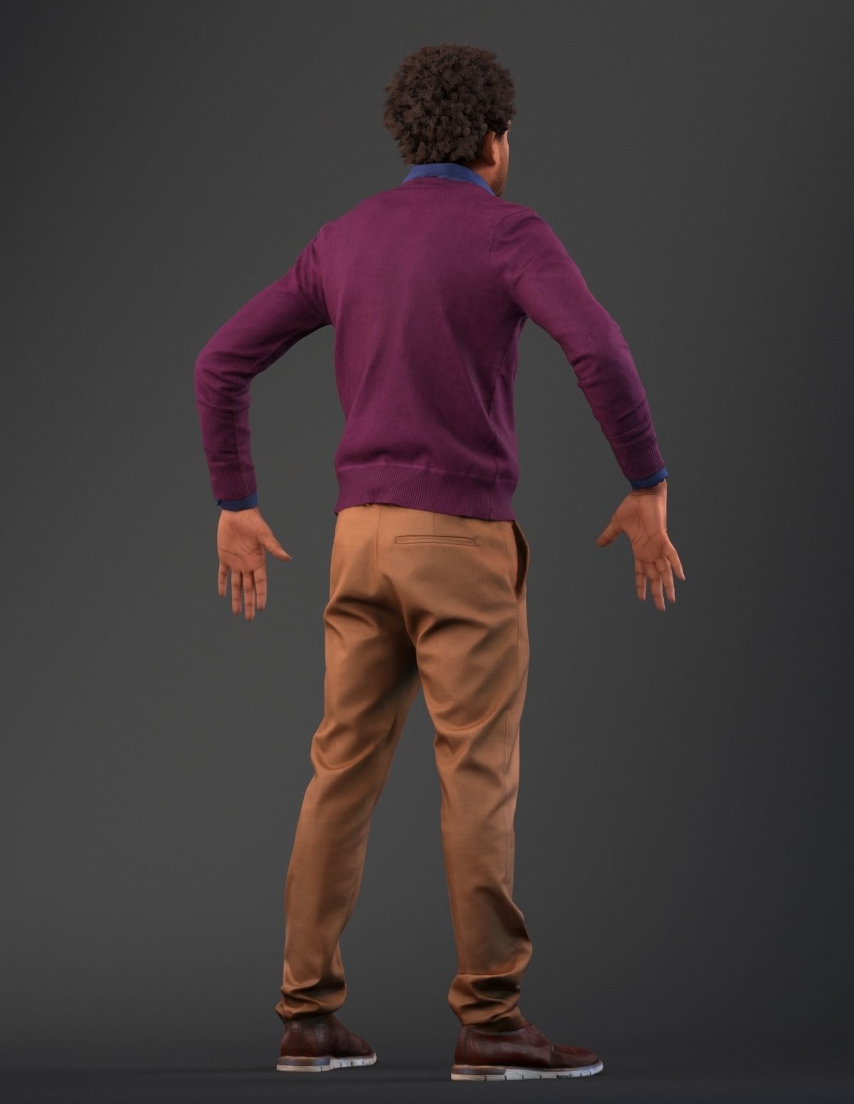 Rigged south American 3d man in casual clothing Low-poly 3D model_6