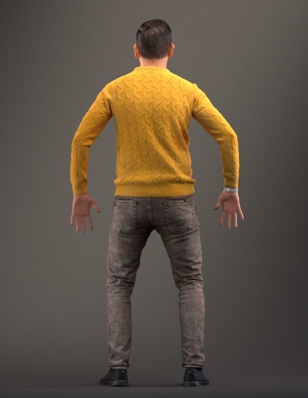Rigged low poly 3d man in casual clothing Low-poly 3D model_6