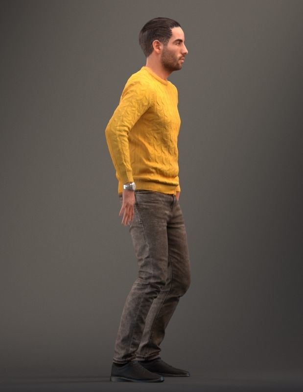 Rigged low poly 3d man in casual clothing Low-poly 3D model_3