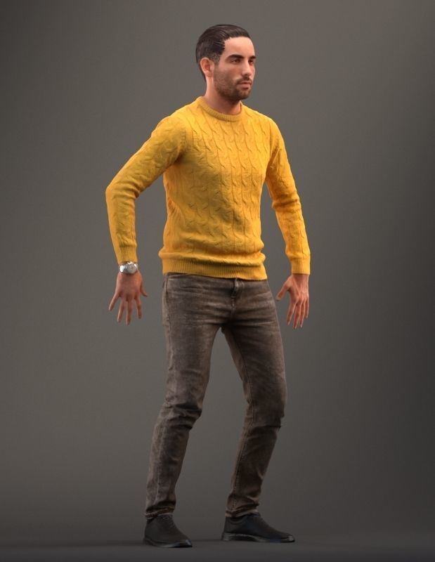 Rigged low poly 3d man in casual clothing Low-poly 3D model_7