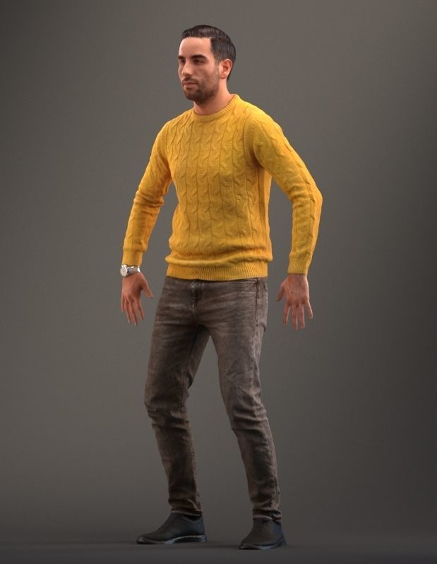 Rigged low poly 3d man in casual clothing Low-poly 3D model_12