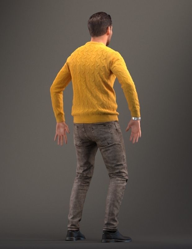 Rigged low poly 3d man in casual clothing Low-poly 3D model_4