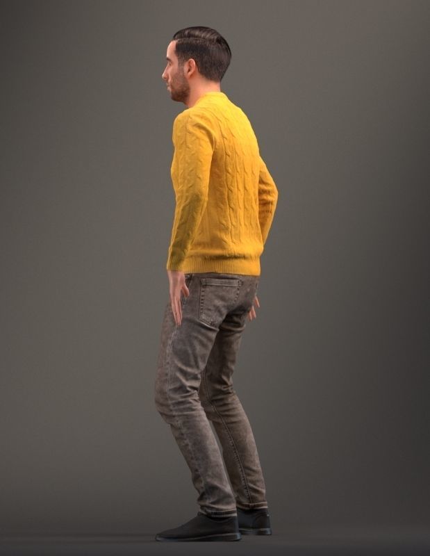Rigged low poly 3d man in casual clothing Low-poly 3D model_9