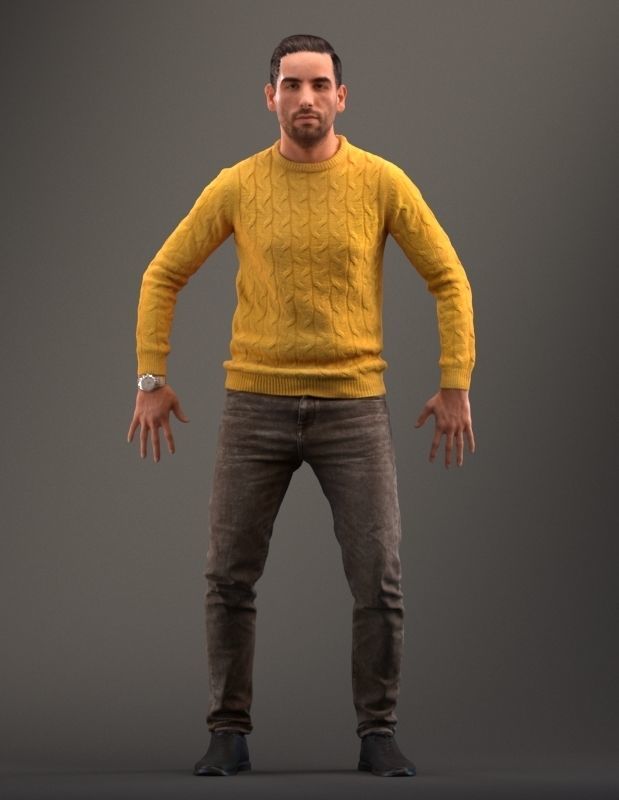 Rigged low poly 3d man in casual clothing Low-poly 3D model_11