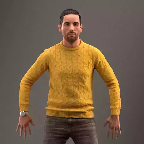 Rigged low poly 3d man in casual clothing Low-poly 3D model