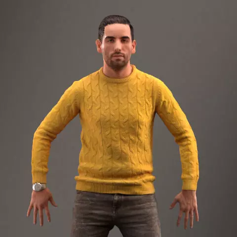 Rigged low poly 3d man in casual clothing Low-poly 3D model_0