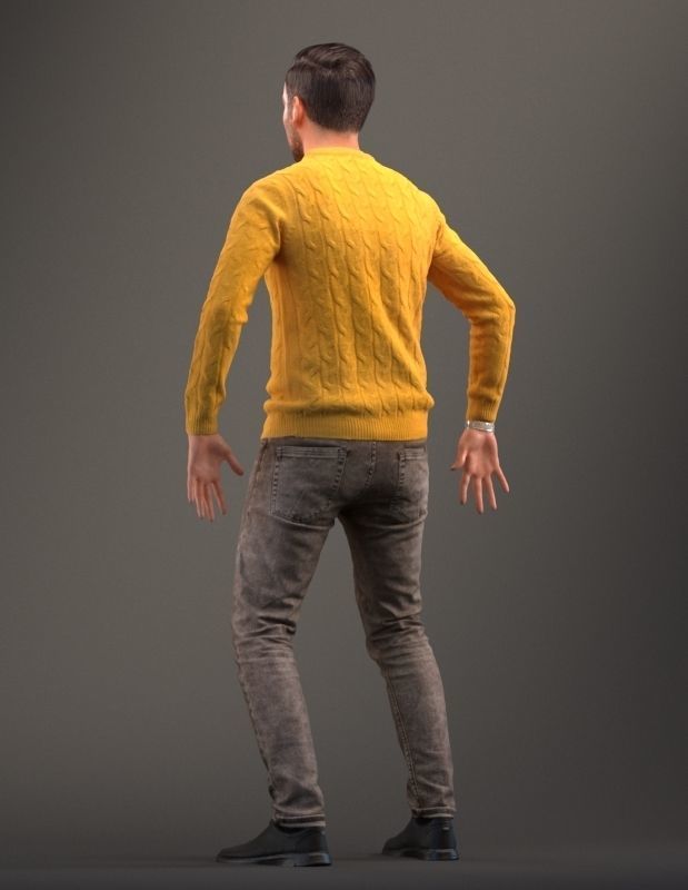 Rigged low poly 3d man in casual clothing Low-poly 3D model_8