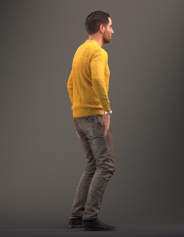 Rigged low poly 3d man in casual clothing Low-poly 3D model_5