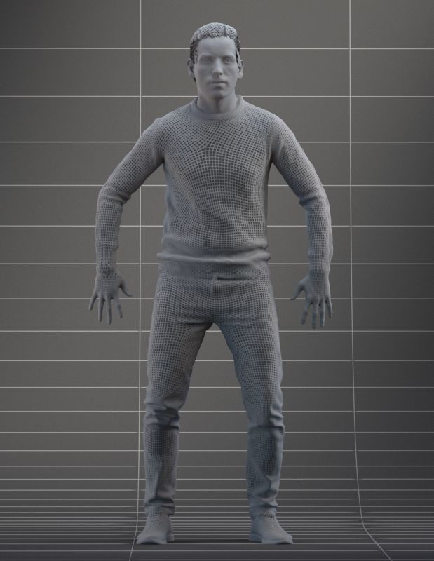 Rigged low poly 3d man in casual clothing Low-poly 3D model_2