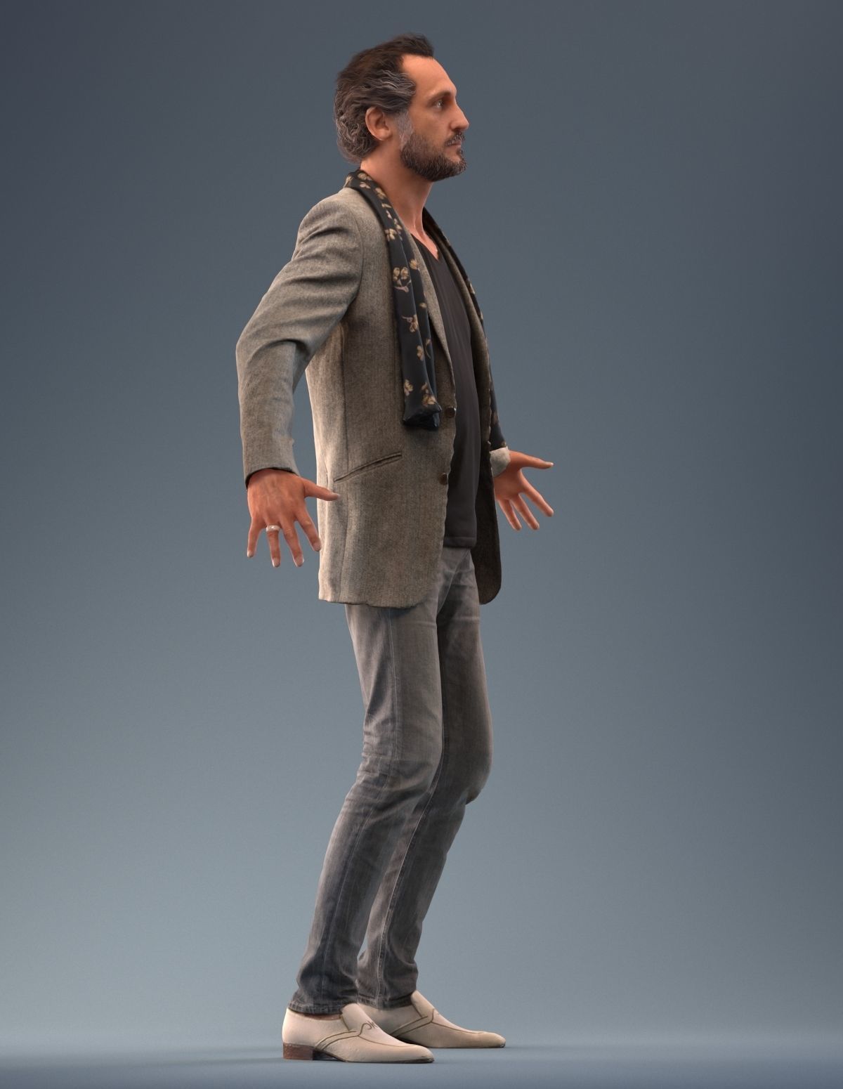 Rigged low poly 3d man in casual clothing Low-poly 3D model_3