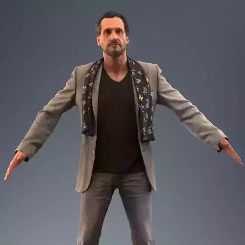 Rigged low poly 3d man in casual clothing