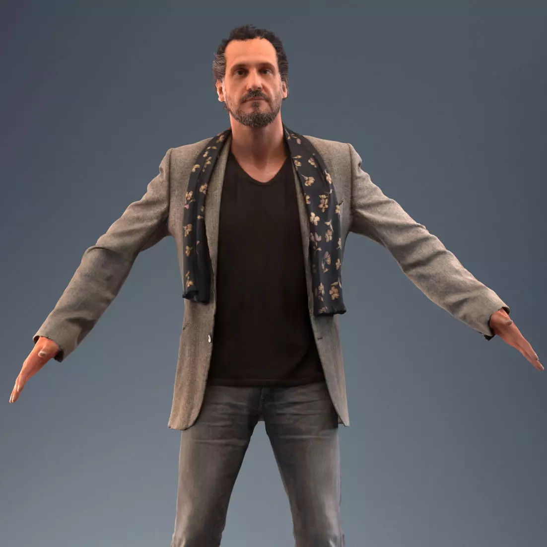 Rigged low poly 3d man in casual clothing Low-poly 3D model_0