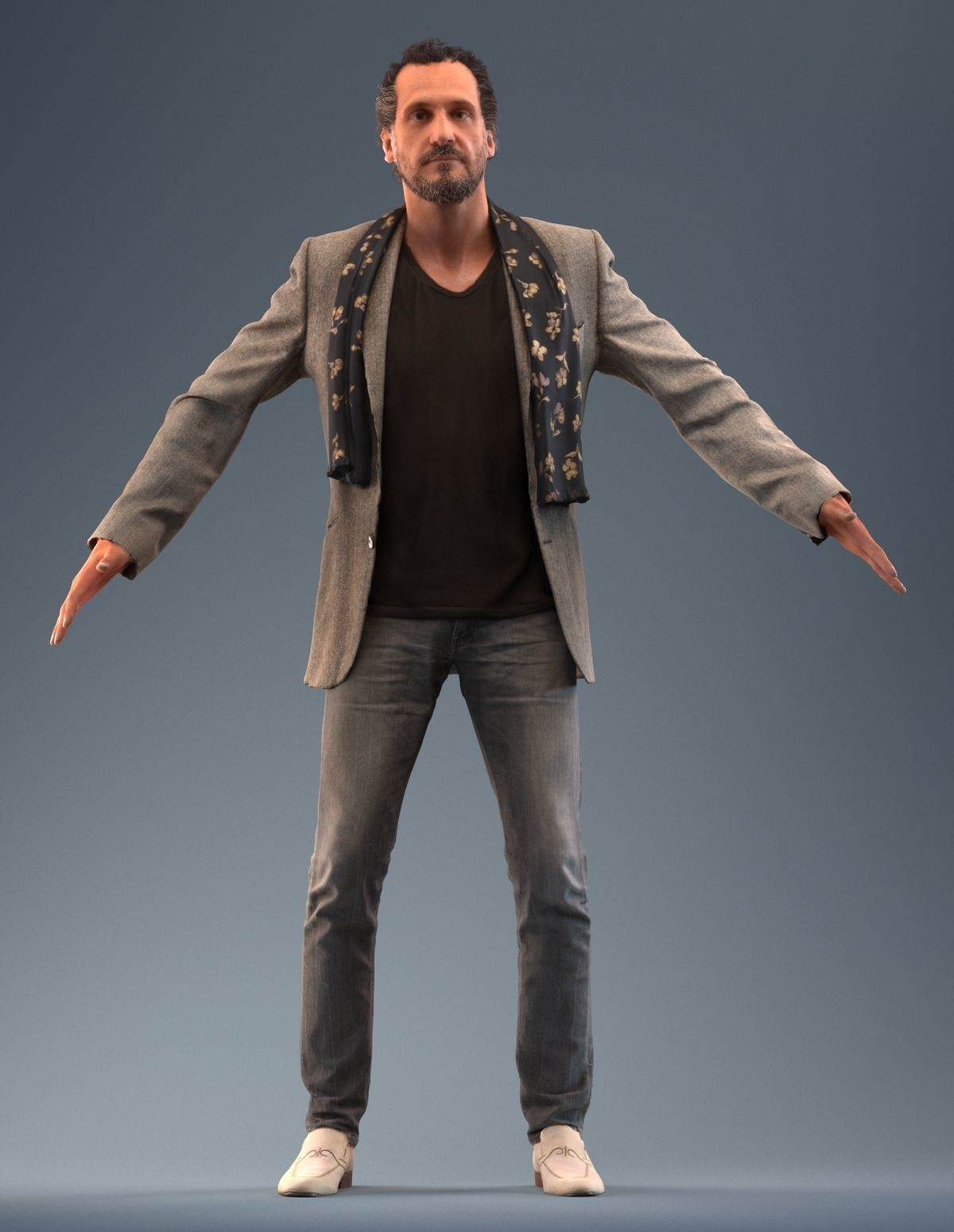 Rigged low poly 3d man in casual clothing Low-poly 3D model_1