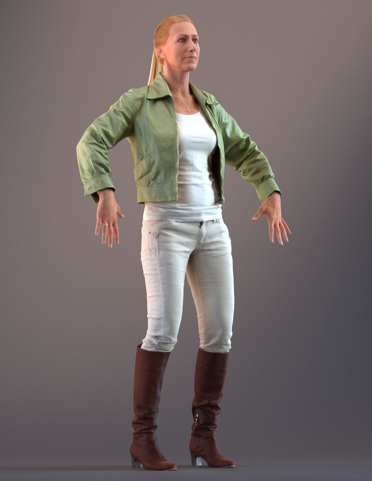 Rigged 3D low poly female with summer jacket Low-poly 3D model_3